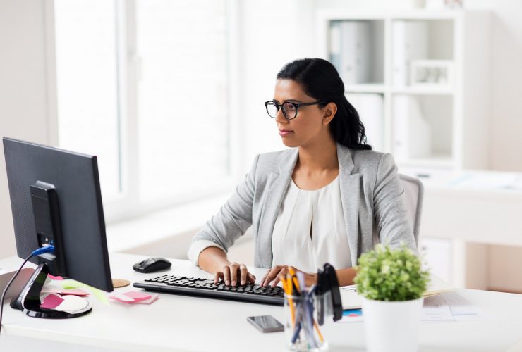 businesswoman with computer working at office